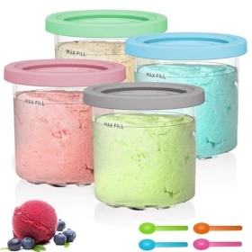 Lukinuo Lot de 4 bocaux de rechange pour crème glacée ninja - Compatible avec NC301 NC300 NC299AMZ série XSKPLID2CD - Passe a