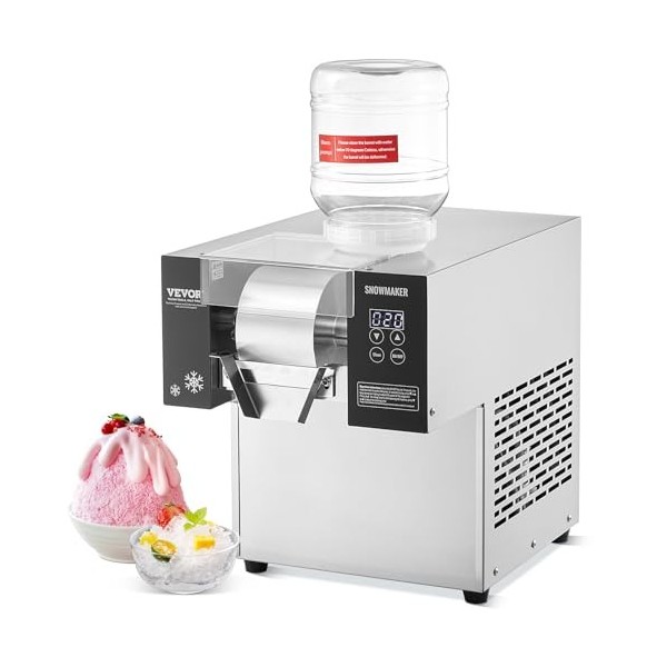 VEVOR Machine à Glace Râpée de Neige Commerciale, Machine à Râper la Glace 170 kg/24H, en Inox, Système de Refroidissement pa