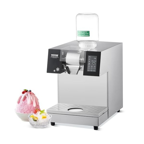 VEVOR Machine à Glace Râpée de Neige Commerciale, Machine à Râper la Glace 240 kg/24H, Machine à Glace Pilée en Inox, Système