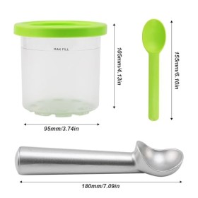 Yolispa Lot de 4 récipients Creami pour sorbetière Ninja Creami, avec couvercle, 4 cuillères colorées et cuillères en alumini