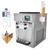 VEVOR Machine à Crème Glacée Commerciale 20 L/h 1800 W 3 Saveurs, Machine à Glace Italienne Trémie 2x4 L, Pré-Réfrigération, 