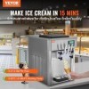 VEVOR Machine à Crème Glacée Commerciale 20 L/h 1800 W 3 Saveurs, Machine à Glace Italienne Trémie 2x4 L, Pré-Réfrigération, 
