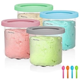 Morofme Creami Pints et couvercles pour ninja Lot de 4 récipients à crème glacée pour ninja Compatible avec NC301 NC300 NC299