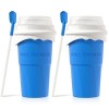 Lot de 2 gobelets à presser pour milkshake à faire soi-même, 500 ml, smoothie pour enfants, machine à glaçons 2 bleus 500 m