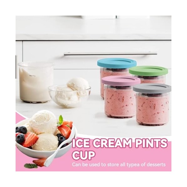 Katyjun Lot de 4 récipients Creami pour sorbetière Ninja Creami, accessoires pour ninja