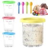 XSYKJGS Lot de 4 récipients à glace faits maison pour sorbetière Ninja Creami, compatibles avec la série NC501 NC500, sans BP
