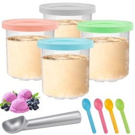 UVVRUR Lot de 4 bacs à glace pour crème glacée - Pour ninja - Pour sorbetière Creami - Pour sorbetière Ninja Creamy - Pour la