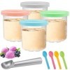 UVVRUR Lot de 4 bacs à glace pour crème glacée - Pour ninja - Pour sorbetière Creami - Pour sorbetière Ninja Creamy - Pour la