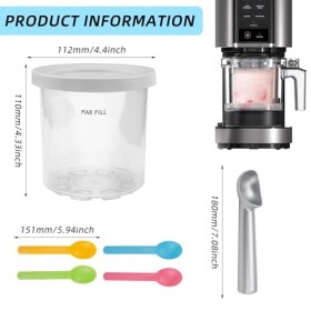 UVVRUR Lot de 4 bacs à glace pour crème glacée - Pour ninja - Pour sorbetière Creami - Pour sorbetière Ninja Creamy - Pour la