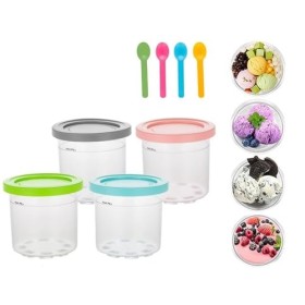 Creami Deluxe Ice Cream Lot de 4 récipients pour machine à crème glacée Ninja sans BPA, passe au lave-vaisselle, compatibles 