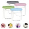 DRSUMLF Lot de 4 bacs à crème glacée de rechange pour crème glacée Ninja Creami avec couvercles, transparents et réutilisable