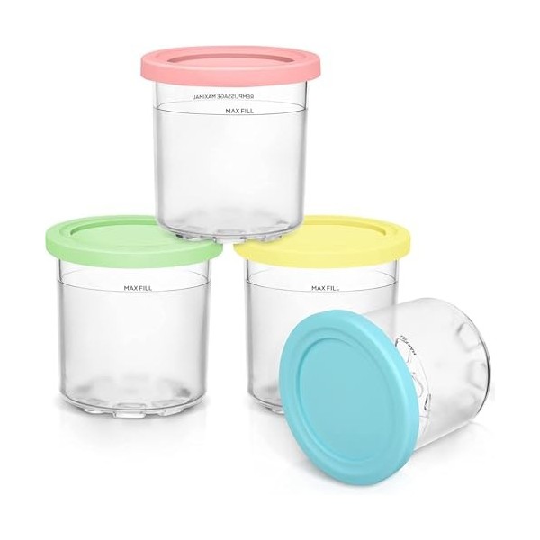 Litinliv 4 Récipients à Crème Glacée compatible avec NC299AMZ C300s Series NC300UK, 400ml Bac à Crème Glacée Sans BPA, Lavabl