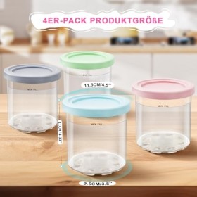Cisivis Creami Ninja Creami Lot de 4 récipients originaux pour crème glacée maison avec couvercle, accessoires pour NC299AM, 