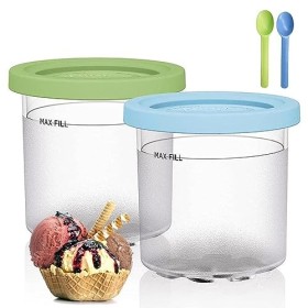 Reusable Lot de 2 récipients Creami sans BPA pour ninja Creami, Pint, crème glacée pour sorbetière ninja Accessoires passent 