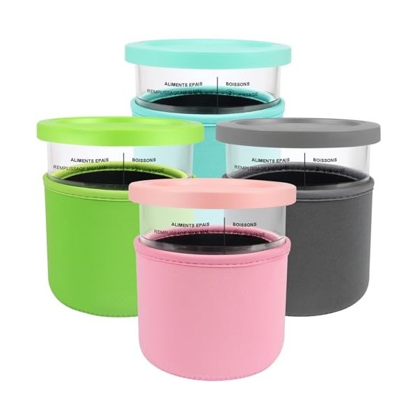 GINOYA Manchons à crème glacée pour Ninja NC501EU Pints, 4pcs Manchons isolants réutilisables en néoprène Accessoires compati