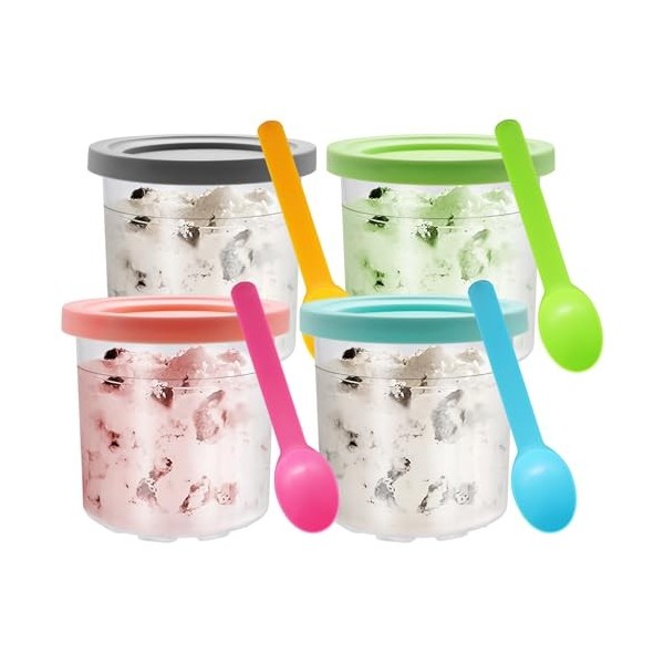 Viceda Lot de 4 gobelets de rechange pour crème glacée Ninja Creami Deluxe NC300 Series, NC301, NC299AMZ, CN305A, CN301CO , 