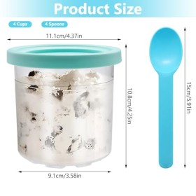 Viceda Lot de 4 gobelets de rechange pour crème glacée Ninja Creami Deluxe NC300 Series, NC301, NC299AMZ, CN305A, CN301CO , 