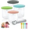 Surplex Bacs à Crème Glacée,Récipient Creami pour la machine à glace Ninja Creami, 4pcs Accessoires pour pots à crème glacée 
