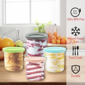 Surplex Bacs à Crème Glacée,Récipient Creami pour la machine à glace Ninja Creami, 4pcs Accessoires pour pots à crème glacée 