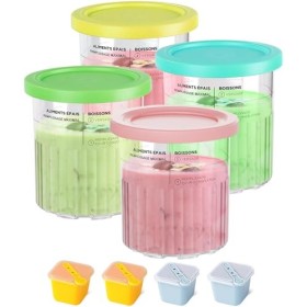 Creami Deluxe Lot de 4 bacs à glace pour sorbetière Ninja Creami NC501EU - Accessoires pour sorbetière - Compatible avec les 