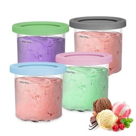 Lot de 4 récipients Creami compatibles avec les sorbetières Ninja - Gobelet Creami compatible avec les accessoires de course 