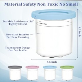 Lot de 4 récipients Creami compatibles avec les sorbetières Ninja - Gobelet Creami compatible avec les accessoires de course 