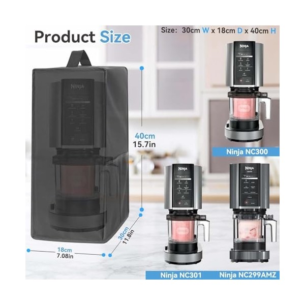 Housse anti-poussière pour machine à crème glacée - Convient pour sorbetière Ninja NC301 CREAMi / NC299AMZ CREAMi / sorbetièr