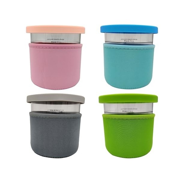 KUCHZUBE Pour ninja Creami conteneur/gobelet NC301 NC300 NC299AMZ avec housse en néoprène lot de 4 