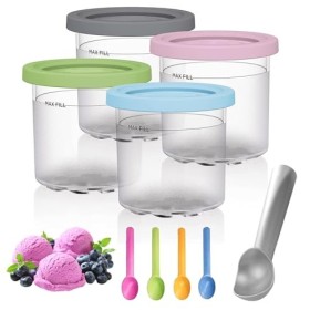 ZYNERY Lot de 4 récipients à creami pour sorbetière Ninja Creami, récipient réutilisable pour sorbetière NC301 NC299AMZ NC300