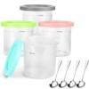 Ninja Lot de 4 pintes à crème glacée NC299AMZ & NC300s, sans BPA et passent au lave-vaisselle, couvercle coloré, transparent/