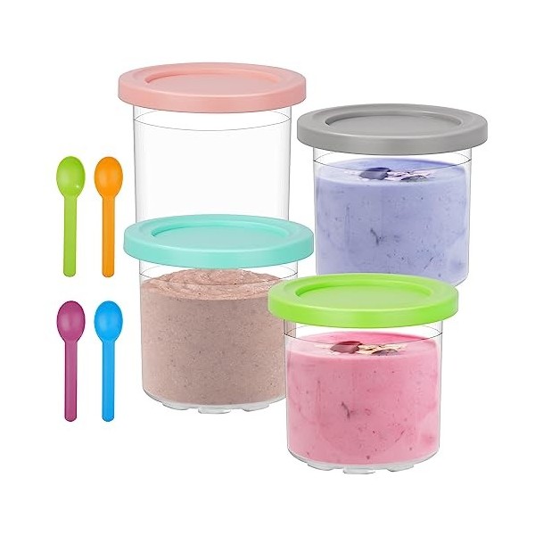 Hossejoy Lot de 4 récipients Creami pour sorbetière Ninja Creami Tubs pour sorbetière NC501 NC500, passent au lave-vaisselle,