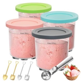 Creami Lot de 4 récipients pour sorbetière Ninja Creami, accessoires de sorbetière, pinte à crème glacée pour ninja, gobelet 