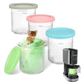 FORNORM Creami Lot de 4 récipients en verre pour sorbetière Ninja Creami NC299AMZ NC300s, sans BPA
