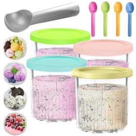 PZJFH Lot de 4 bacs à glace de rechange pour machine à crème glacée avec couvercle, sans BPA pour la série NC301 NC300 NC299A