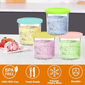 PZJFH Lot de 4 bacs à glace de rechange pour machine à crème glacée avec couvercle, sans BPA pour la série NC301 NC300 NC299A