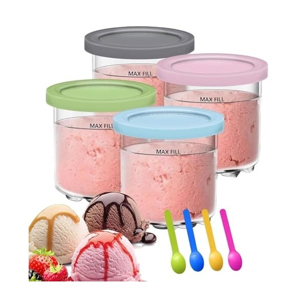 Jognee Lot de 4 récipients de stockage pour creami ninja creami, récipients de stockage pour créami ninja, récipients à glace