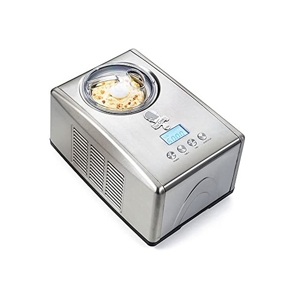 Wilfa Sorbetière Vanilla – Sorbetière pour Glaces, sorbets et yaourts glacés, capacité 1,5 Litre, avec compresseur, Argent