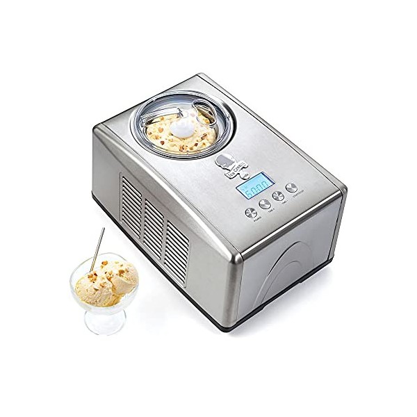 Wilfa Sorbetière Vanilla – Sorbetière pour Glaces, sorbets et yaourts glacés, capacité 1,5 Litre, avec compresseur, Argent