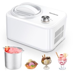 Homtone Machine à Crème Glacée 0,8 L avec Compresseur 100 W, Sorbetière sans Pré-congélation, Fabrication de Glaces, Gelato, 