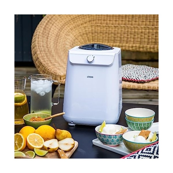 Livoo - Turbine à glace DOP223-1.2L, 135W, Glace réalisée en 60 minutes, Capacité 1,2L