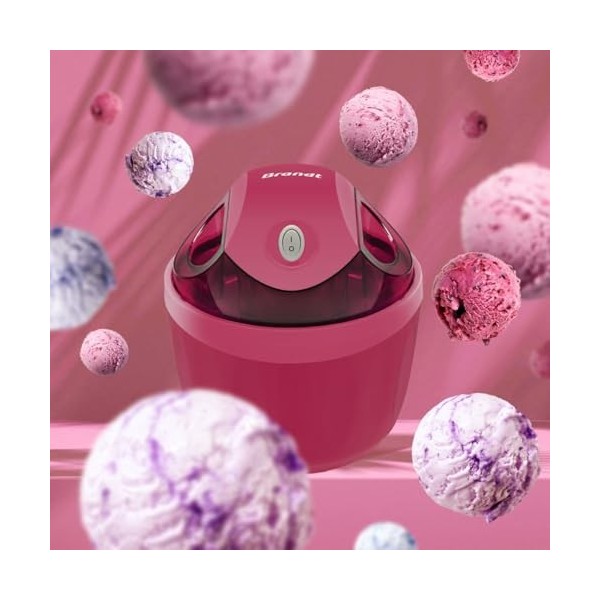 Brandt SOR10F - sorbetière - capacité 1L - bouton marche/arrêt - accumulateur de froid 10h à 12h - fuchsia