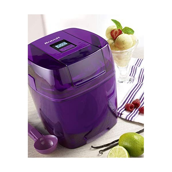 BRANDT – SOR15EP - Sorbetière – Capacité : 1,5 litres – Minuteur Digital Intégré – Pour Réaliser des Glaces Traditionnelles, 