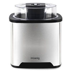 H.Koenig Sorbetière SRB80, Capacité 2L, 12 W, Inox, 30 à 40 min de Préparation, Rapide, 30 tour/min, Arrêt automatique, Couve