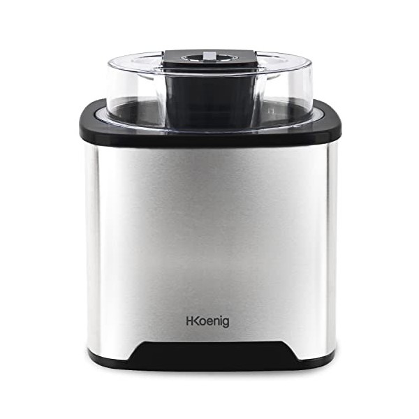 H.Koenig Sorbetière SRB80, Capacité 2L, 12 W, Inox, 30 à 40 min de Préparation, Rapide, 30 tour/min, Arrêt automatique, Couve