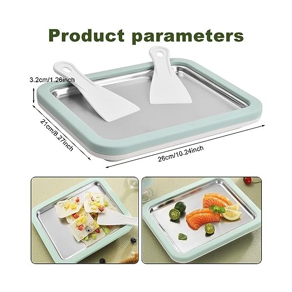 Cozlly Machine à Crème Glacée Instantanée, Plaque à Glace Roulée, Plateau Ice Cream Rolls Machine, Machine à Glace Roulée, Pl