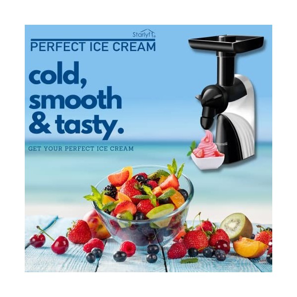 STARLYF PERFECT ICE CREAM, Machine à crème glacée aux fruits très facile à utiliser, 100% naturel, sans gluten