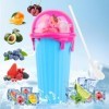 RISVOWO Slushy Maker Cup, Squeeze Cup en Silicone 500ml avec paille et cuillère 2 en 1 Frozen Magic Slushy Maker Cup pour Fai