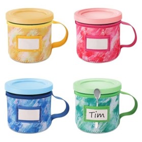 4 Pièces Impressions Colorantes Étui Néoprène Glace, avec Poignée Porte-Cuillère et Fente pour Plaque Signalétique Réutilisab