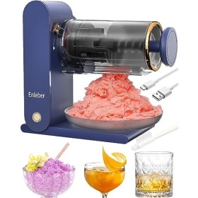Enleber Broyeur à Glace et Machine à Glace Pilée Portable, Machine a Granita, Cocktails, Sorbets,Smoothie Maker - sans BPA Bl