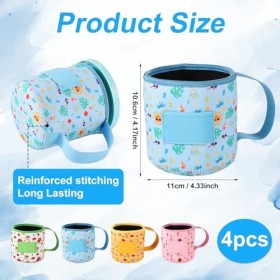 4pcs Housse Néoprène pour Glace, Imprimés, Réutilisables Étui Isolant pour Glace pour Ninja Creami 24oz Récipients pour Machi